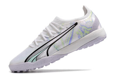 Men's Puma Ultra Ultimate TF Artificial Turf Low-Tops Football Shoes - White/Blue/Green