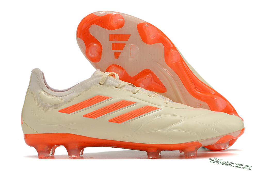 Men's Adidas Copa Pure.1 FG Firm Ground Low-Tops Football Boots - Beige/Orange 2