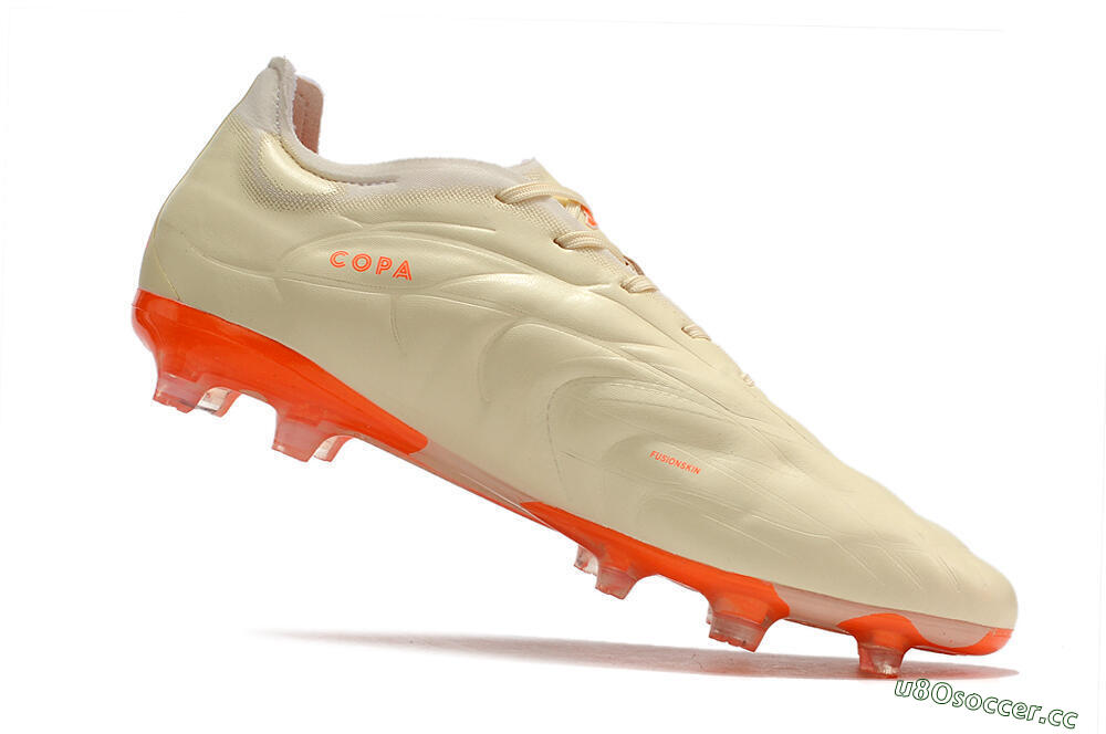 Men's Adidas Copa Pure.1 FG Firm Ground Low-Tops Football Boots - Beige/Orange 4