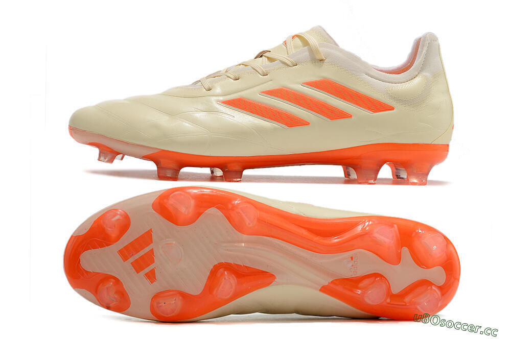 Men's Adidas Copa Pure.1 FG Firm Ground Low-Tops Football Boots - Beige/Orange 1