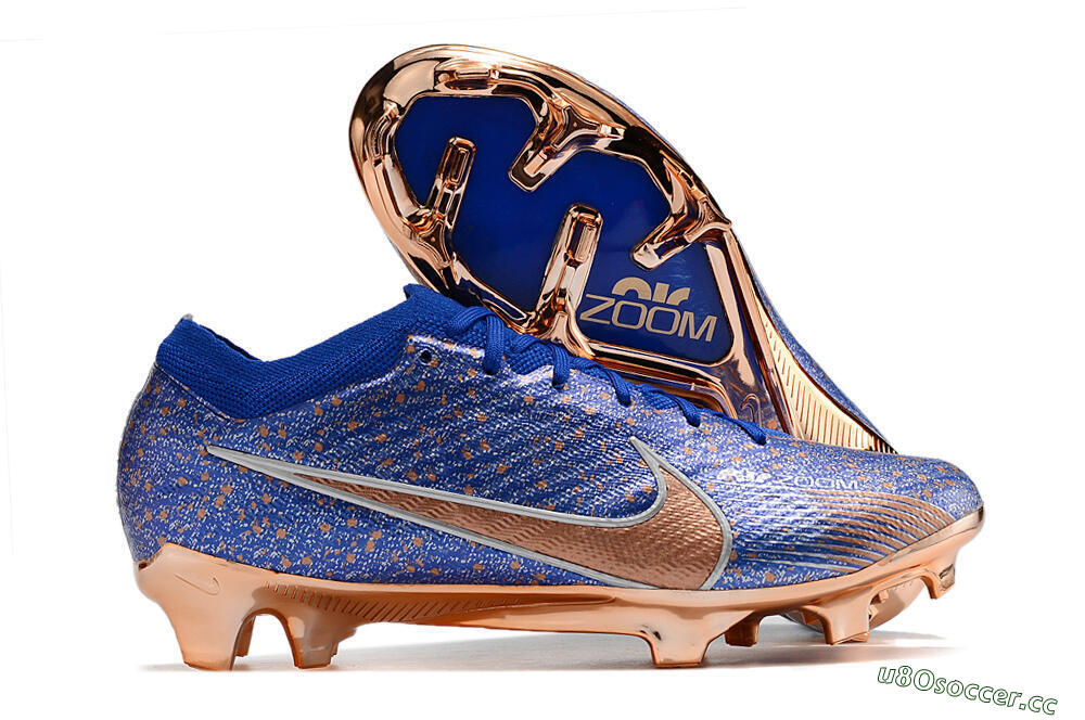 Men's Nike Air Zoom Mercurial Vapor 15 Elite FG Firm Ground Low-Tops Football Boots - Blue/Gold/Silver 2
