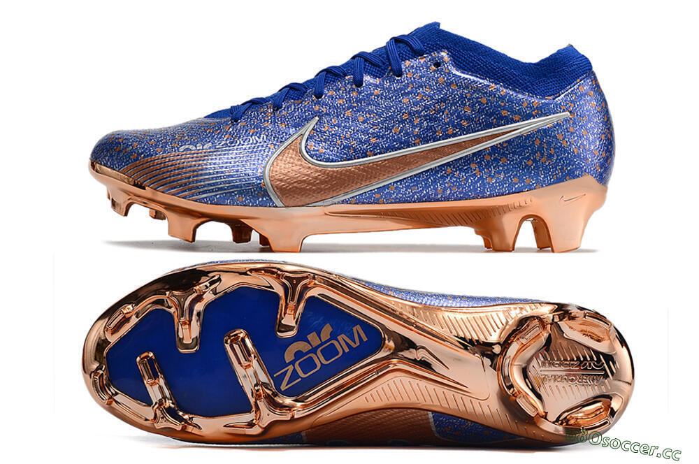 Men's Nike Air Zoom Mercurial Vapor 15 Elite FG Firm Ground Low-Tops Football Boots - Blue/Gold/Silver 1