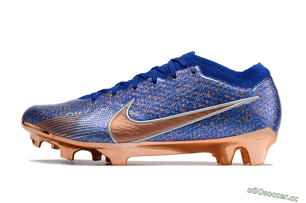 Men's Nike Air Zoom Mercurial Vapor 15 Elite FG Firm Ground Low-Tops Football Boots - Blue/Gold/Silver 0