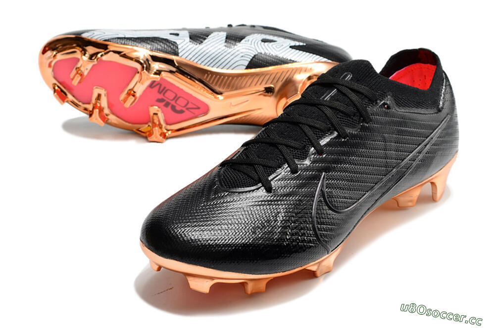 Men's Nike Air Zoom Mercurial Vapor 15 Elite FG Firm Ground Low-Tops Football Boots - Black/Gold 3