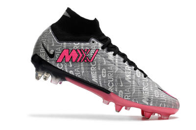 Men's Nike Air Zoom Mercurial Superfly 9 Elite SG Soft Ground High-Tops Football Boots - Silver/Black/Pink