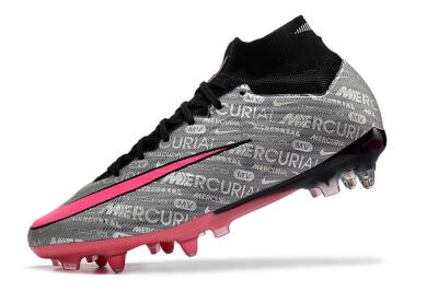 Men's Nike Air Zoom Mercurial Superfly 9 Elite SG Soft Ground High-Tops Football Boots - Silver/Black/Pink