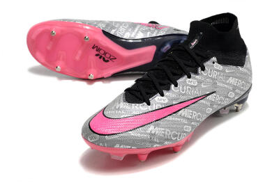 Men's Nike Air Zoom Mercurial Superfly 9 Elite SG Soft Ground High-Tops Football Boots - Silver/Black/Pink