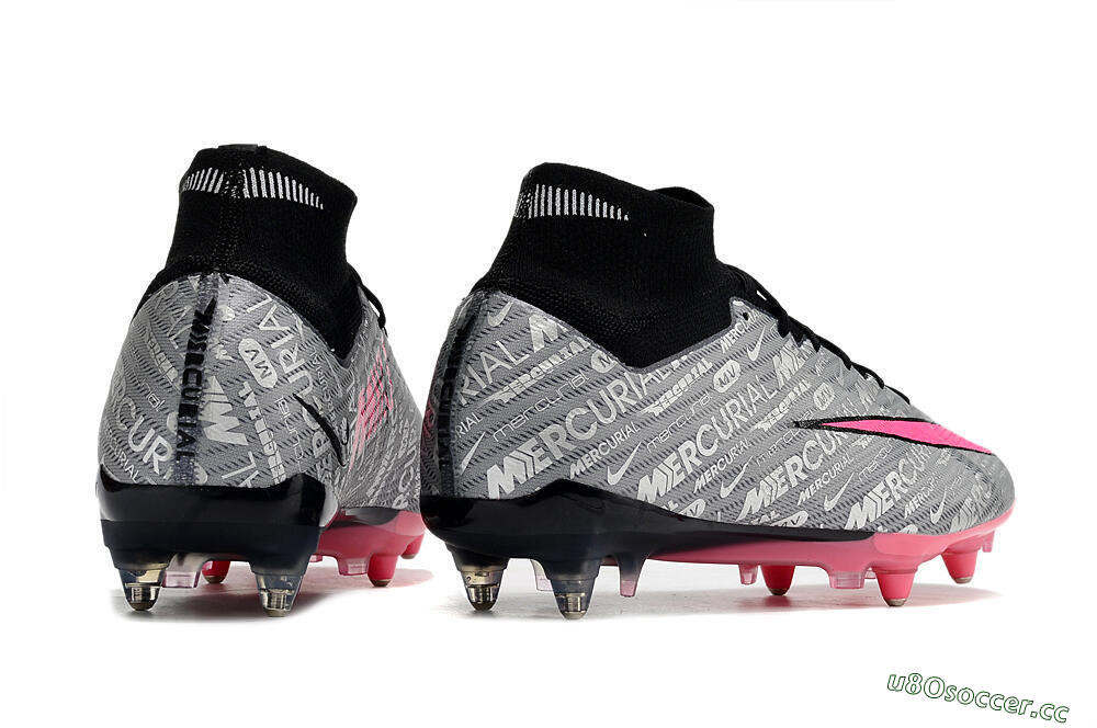 Men's Nike Air Zoom Mercurial Superfly 9 Elite SG Soft Ground High-Tops Football Boots - Silver/Black/Pink 6