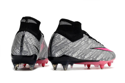 Men's Nike Air Zoom Mercurial Superfly 9 Elite SG Soft Ground High-Tops Football Boots - Silver/Black/Pink
