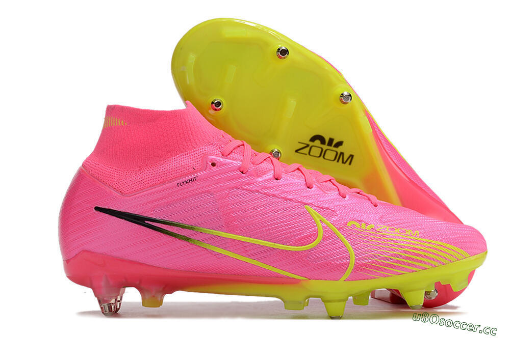 Men's Nike Air Zoom Mercurial Superfly 9 Elite SG Soft Ground High-Tops Football Boots - Pink/Green/Black 2
