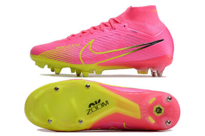 Men's Nike Air Zoom Mercurial Superfly 9 Elite SG Soft Ground High-Tops Football Boots - Pink/Green/Black