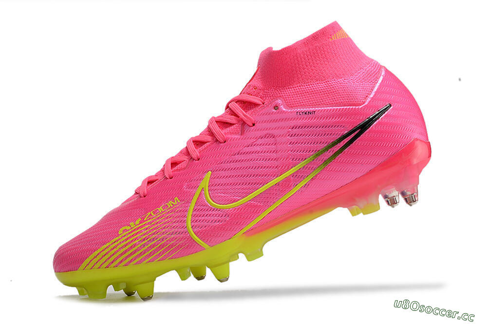 Men's Nike Air Zoom Mercurial Superfly 9 Elite SG Soft Ground High-Tops Football Boots - Pink/Green/Black 5