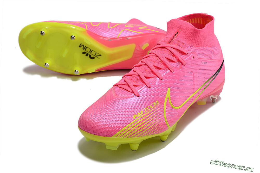 Men's Nike Air Zoom Mercurial Superfly 9 Elite SG Soft Ground High-Tops Football Boots - Pink/Green/Black 3