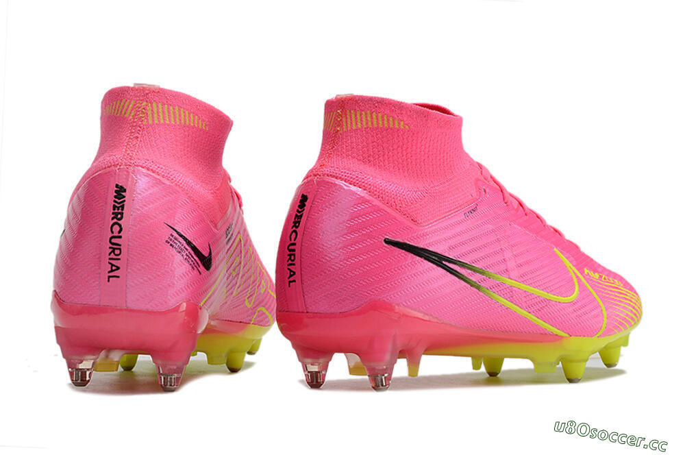 Men's Nike Air Zoom Mercurial Superfly 9 Elite SG Soft Ground High-Tops Football Boots - Pink/Green/Black 6