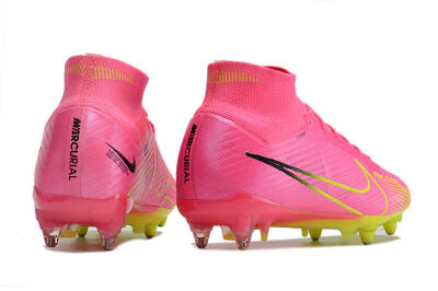 Men's Nike Air Zoom Mercurial Superfly 9 Elite SG Soft Ground High-Tops Football Boots - Pink/Green/Black