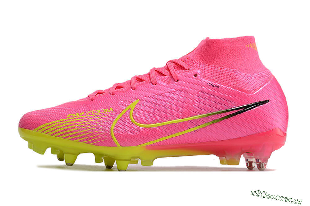 Men's Nike Air Zoom Mercurial Superfly 9 Elite SG Soft Ground High-Tops Football Boots - Pink/Green/Black 0