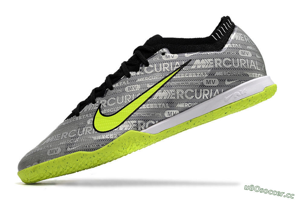 Men's Nike Air Zoom Mercurial Vapor 15 Elite IC Indoor & Futsal Low-Tops Football Shoes - Silver/Green/Black 5