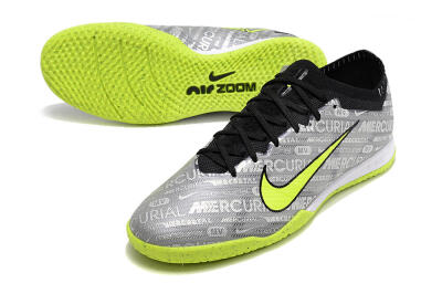 Men's Nike Air Zoom Mercurial Vapor 15 Elite IC Indoor & Futsal Low-Tops Football Shoes - Silver/Green/Black