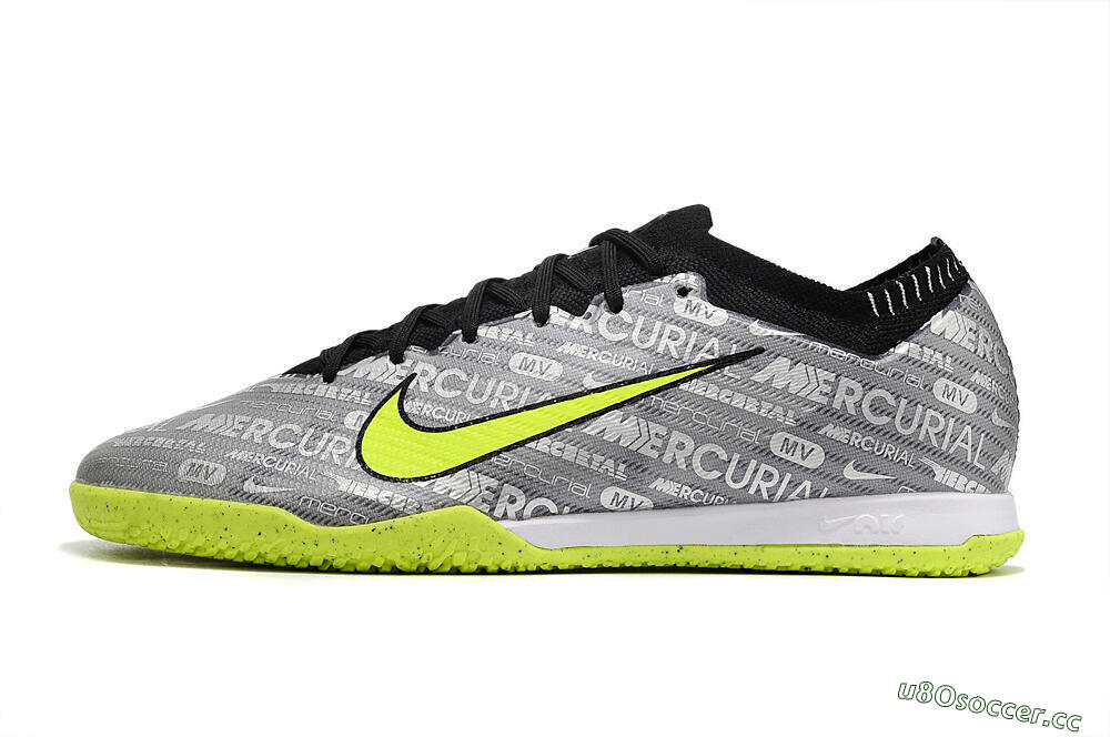Men's Nike Air Zoom Mercurial Vapor 15 Elite IC Indoor & Futsal Low-Tops Football Shoes - Silver/Green/Black 0