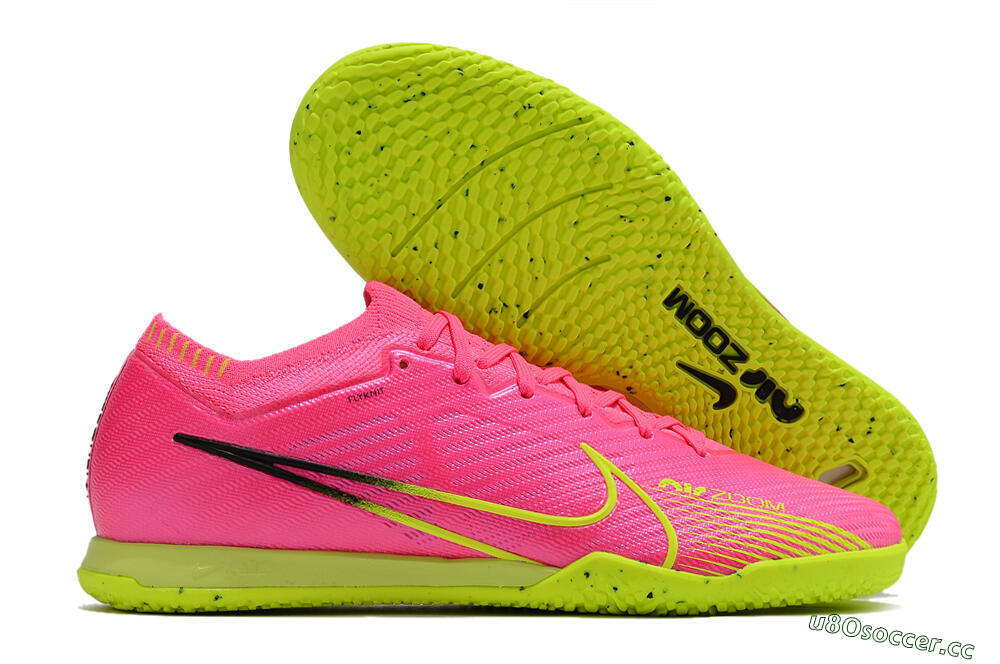 Men's Nike Air Zoom Mercurial Vapor 15 Elite IC Indoor & Futsal Low-Tops Football Shoes - Pink/Green/Black 2