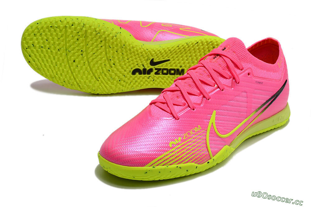 Men's Nike Air Zoom Mercurial Vapor 15 Elite IC Indoor & Futsal Low-Tops Football Shoes - Pink/Green/Black 3