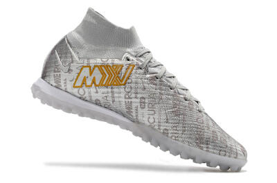 Men's Nike Air Zoom Mercurial Superfly 9 Elite TF Artificial Turf High-Tops Football Shoes - Silver/Gold