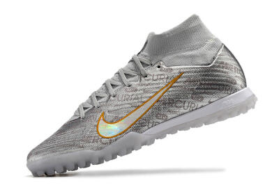 Men's Nike Air Zoom Mercurial Superfly 9 Elite TF Artificial Turf High-Tops Football Shoes - Silver/Gold