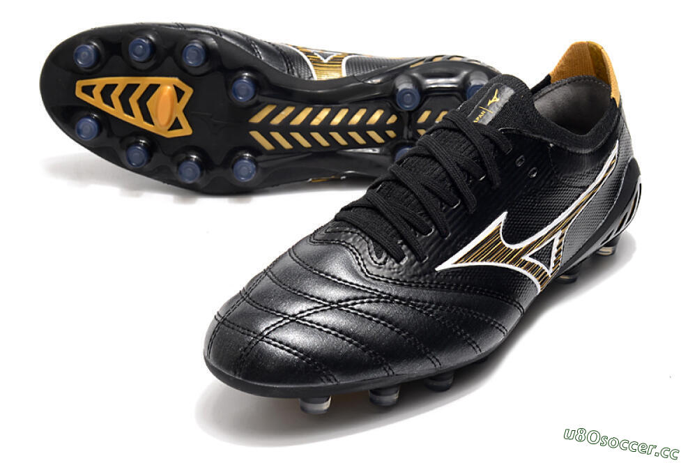 Men's Mizuno Morelia Neo 3 Japan FG Firm Ground Low-Tops Football Boots - Black/Yellow 3