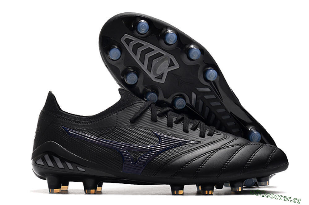 Men's Mizuno Morelia Neo 3 Japan FG Firm Ground Low-Tops Football Boots - Black/Blue 2