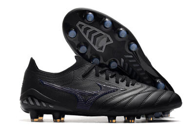 Men's Mizuno Morelia Neo 3 Japan FG Firm Ground Low-Tops Football Boots - Black/Blue