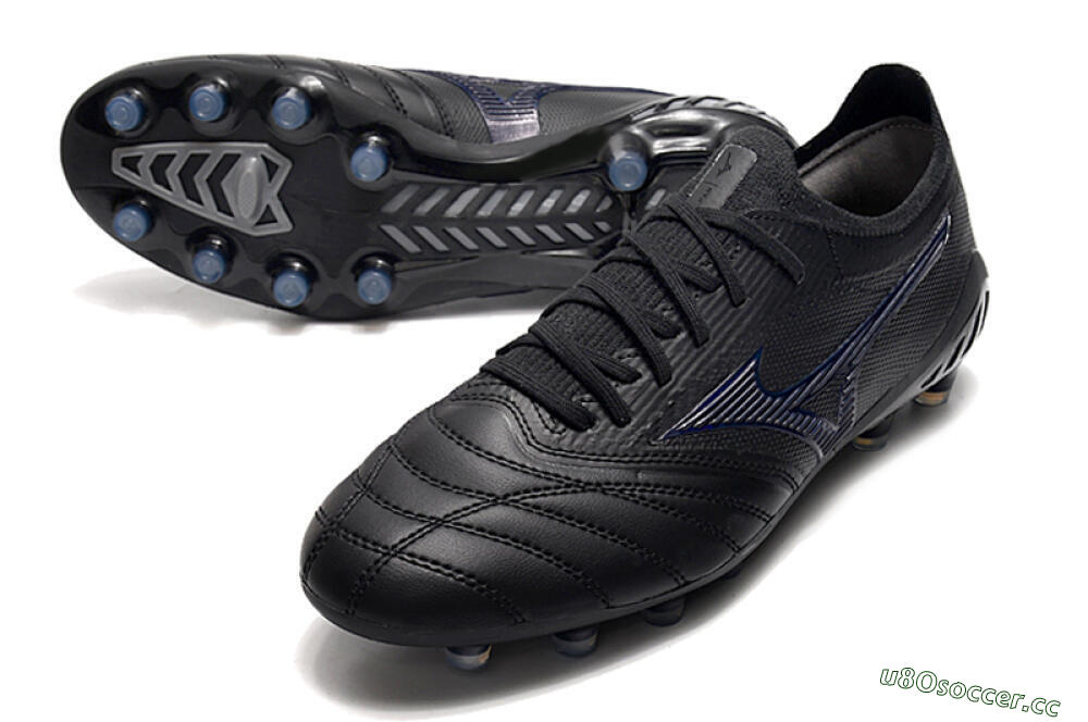 Men's Mizuno Morelia Neo 3 Japan FG Firm Ground Low-Tops Football Boots - Black/Blue 3