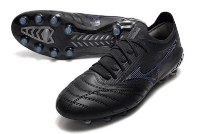 Men's Mizuno Morelia Neo 3 Japan FG Firm Ground Low-Tops Football Boots - Black/Blue