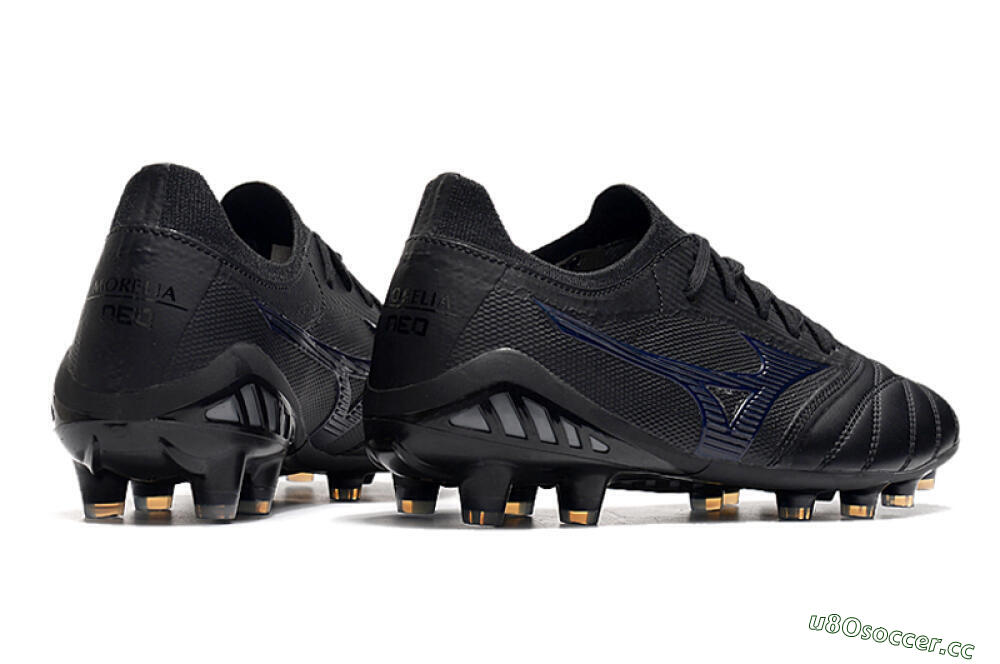 Men's Mizuno Morelia Neo 3 Japan FG Firm Ground Low-Tops Football Boots - Black/Blue 6