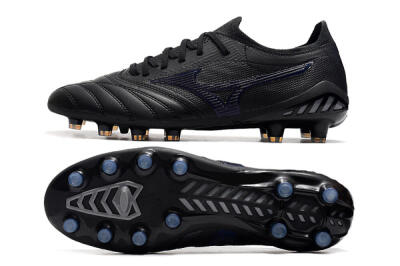 Men's Mizuno Morelia Neo 3 Japan FG Firm Ground Low-Tops Football Boots - Black/Blue