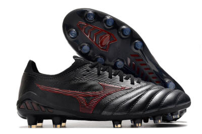 Men's Mizuno Morelia Neo 3 Japan FG Firm Ground Low-Tops Football Boots - Black/Red