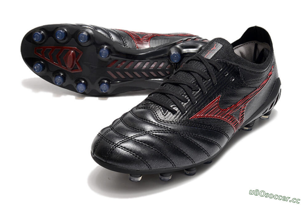 Men's Mizuno Morelia Neo 3 Japan FG Firm Ground Low-Tops Football Boots - Black/Red 3