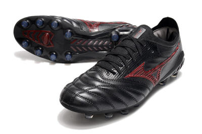 Men's Mizuno Morelia Neo 3 Japan FG Firm Ground Low-Tops Football Boots - Black/Red