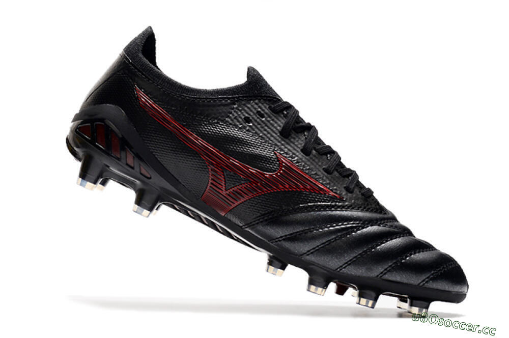 Men's Mizuno Morelia Neo 3 Japan FG Firm Ground Low-Tops Football Boots - Black/Red 5