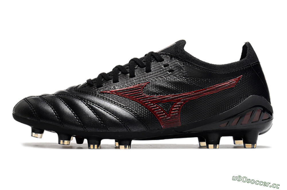 Men's Mizuno Morelia Neo 3 Japan FG Firm Ground Low-Tops Football Boots - Black/Red 0
