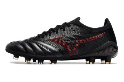 Men's Mizuno Morelia Neo 3 Japan FG Firm Ground Low-Tops Football Boots - Black/Red