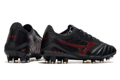 Men's Mizuno Morelia Neo 3 Japan FG Firm Ground Low-Tops Football Boots - Black/Red