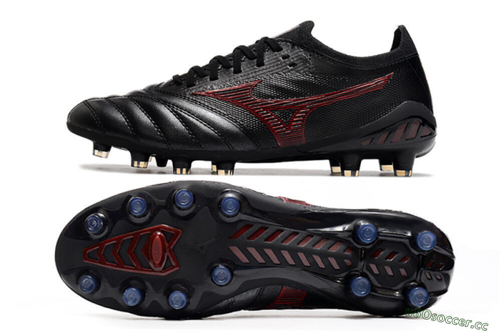 Men's Mizuno Morelia Neo 3 Japan FG Firm Ground Low-Tops Football Boots - Black/Red 1
