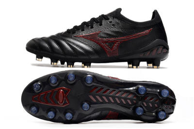 Men's Mizuno Morelia Neo 3 Japan FG Firm Ground Low-Tops Football Boots - Black/Red
