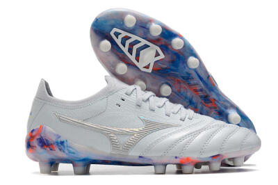 Men's Mizuno Morelia Neo 3 Japan FG Firm Ground Low-Tops Football Boots - White/Blue