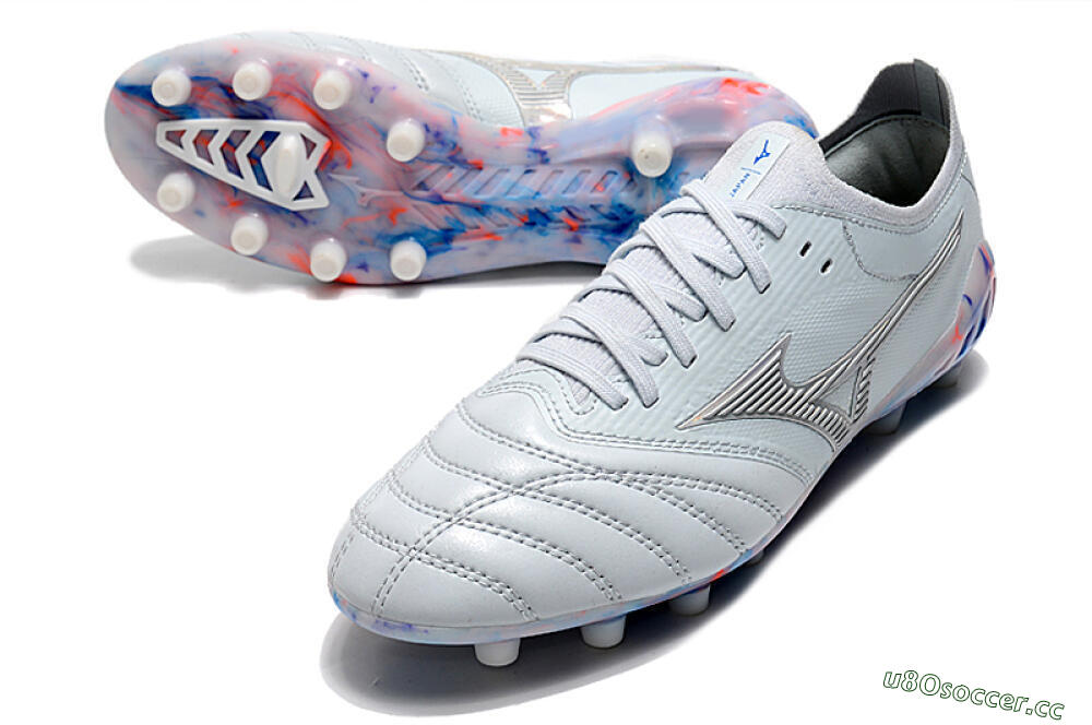 Men's Mizuno Morelia Neo 3 Japan FG Firm Ground Low-Tops Football Boots - White/Blue 3