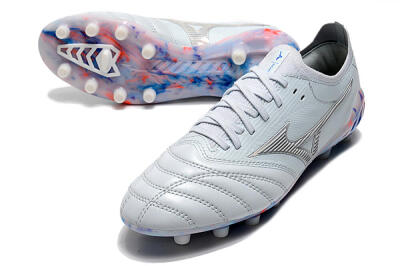 Men's Mizuno Morelia Neo 3 Japan FG Firm Ground Low-Tops Football Boots - White/Blue