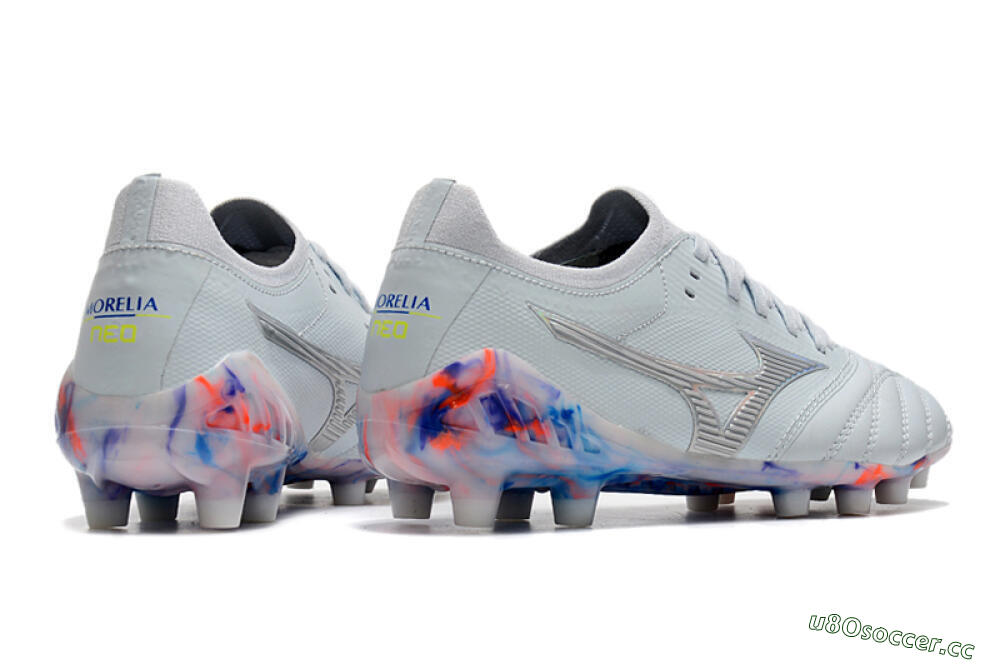 Men's Mizuno Morelia Neo 3 Japan FG Firm Ground Low-Tops Football Boots - White/Blue 5