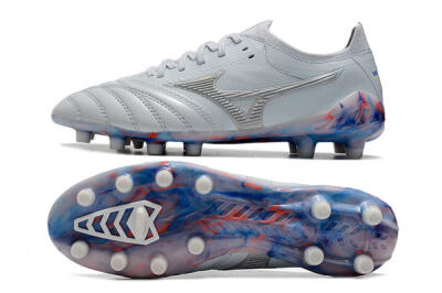 Men's Mizuno Morelia Neo 3 Japan FG Firm Ground Low-Tops Football Boots - White/Blue