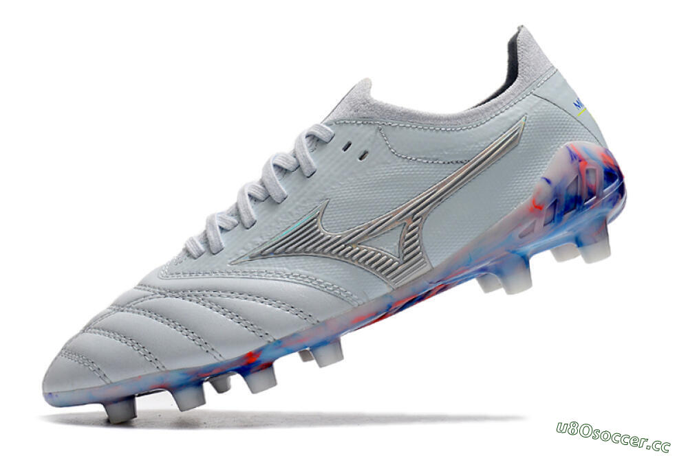 Men's Mizuno Morelia Neo 3 Japan FG Firm Ground Low-Tops Football Boots - White/Blue 6