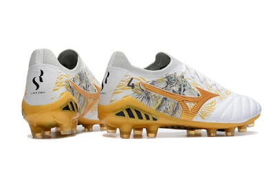 Men's Mizuno Morelia Neo 3 Japan FG Firm Ground Low-Tops Football Boots - White/Black/Gold